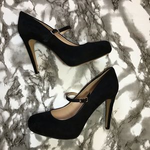 Vince Camuto Beverly Black Suede Mary Jane Heels
